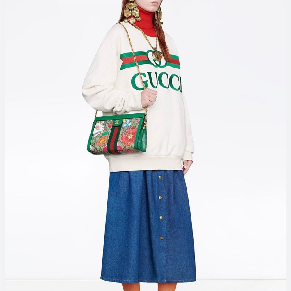 GUCCI GG Supreme Monogram Flora Web Small Ophidia Chain Shoulder Bag Green. NWOT - Picture 4 of 15